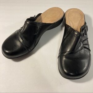 Drexlite Women's Black Leather Cushioned Mules 6.5M